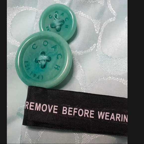 Y2K Coach Long Coat w/ Logo Lining in Tiffany Blue - Picture 11 of 11